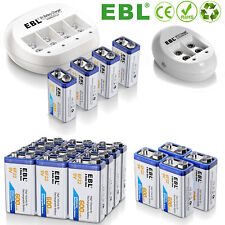 EBL 9V 600mAh 6F22 Li-ion Rechargeable Batteries  9Volt Battery USB Charger Lot picture