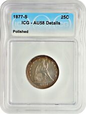 1877-S Seated Liberty Quarter 25C About Uncirculated ICG AU58 Details Polished picture