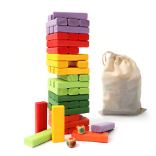 54-Piece Multi-Color Tumbling Timbers Wood Block Stacking Game (Mini 1.8ft) picture