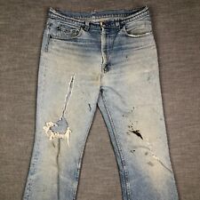 Vintage Levi's Jeans Mens 34x33 Blue 517 Big E Torn Faded Stained 70s Tag 36x36 picture