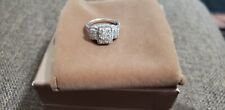 AFFINITY DIAMOND 14kt White Gold Elongated Cushion Triple Cluster Ring 1 CTTW -5 picture