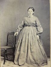 Antique CDV Photo Post Civil War Era 1870s Matronly Woman in Huge Dress picture