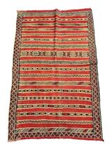 Handmade Vintage Wool Rug Moroccan Berber Design Red 3' x 4'9 picture