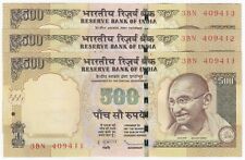 India, 500 Rupees, 2012, Lot of 3 In Consecutive Sl . D. Subbarao Sign. P99, UNC picture
