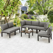 7 Pieces Outdoor Sectional Sofa Patio Furniture Set Metal Dining Sets 3 Colors picture