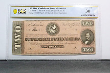 1864 $2 Confederate States of America Note T-70 PCGS 30 VF picture