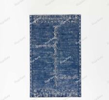 Hand Knotted Area Rugs Blue Handmade Woven Carpet Livingroom Rugs Decorative picture