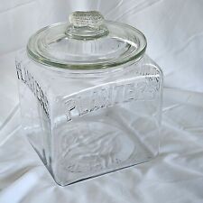Original Vintage 1930's Planters Peanuts Embossed Square Store Canister Jar picture