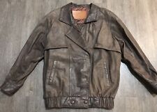 Compagnie Internationale Express Brown Genuine Leather Bomber Jacket  Size Small picture