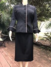 Vtg 40s classic Lilli Annette black wool skirt suit S picture