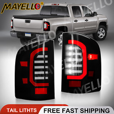 Pair Smoked LED Tail Lights 2007-2013 For Chevy Silverado 1500 2500 3500 LTZ LT picture