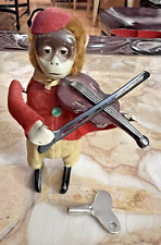 VINTAGE SCHUCO Working Wind-up SOLISTO Monkey Playing Violin With Key picture