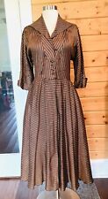 Vintage 1950s hostess gown, party dress, striped w metallic thread, as is B 36 picture