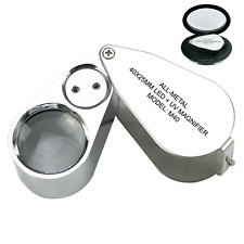 40X Jewelers Loupe Magnifying Glass Magnifier Loop UV Light Jewelry Coin Pocket picture