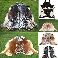 NEW LARGE 100% COWHIDE LEATHER RUGS TRICOLOR COW HIDE SKIN CARPET AREA picture