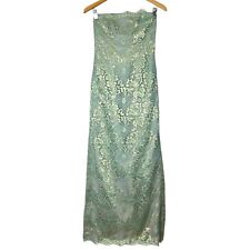 Chris Kole Vintage Formal Dress Womens 8 Lace Strapless Iridescent Green Prom picture