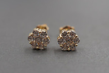 $3500 0.50CT REAL Diamond HALO CLUSTER Stud Earrings SOLID WHITE Gold FLOWER picture