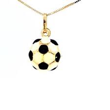 14K Real Gold Soccer Ball Small Charm with Box Chain picture