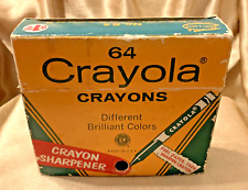 Crayola Crayons No 64 w/ Sharpener & RARE INDIAN RED COLOR 1970s VTG BOX All 64 picture