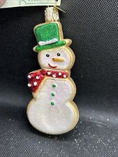 Old World Christmas Glass Blown Tree Ornament, Snowman Sugar Cookie NEW With Tag picture