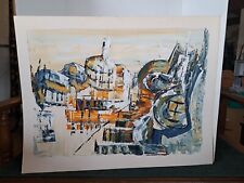 Vintage OOAK Abstract Cityscape City Watercolor Oil Painting Unsigned picture