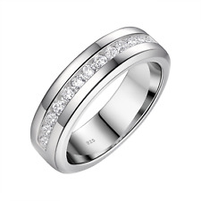 Men's Wedding Ring Wedding Band for Men Sterling Silver 5A CZ Promise Ring Size9 picture