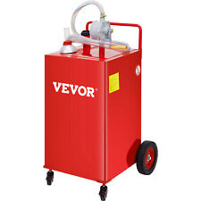 VEVOR Fuel Caddy Fuel Storage Tank 35 Gallon 4 Wheels with Manuel Pump Red picture