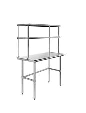Commercial Stainless Steel Open Base Work Table with 2 Tier Overshelf picture