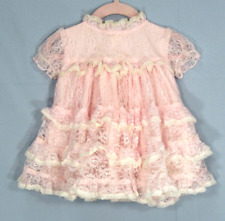 VTG Martha's Miniatures PINK LACE DRESS Full Circle TIERED RUFFLES Party BABY L picture