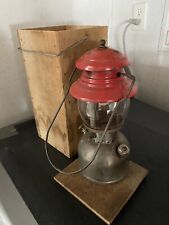 Vintage Coleman Lantern 1951 Model 200 Red Porcelain Dome, Metal Base w/Box picture