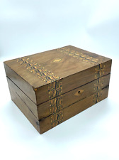 Antique Victorian Walnut Ladies Companion Jewellery Box w Writing Slope picture