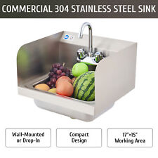Commercial NSF Kitchen Stainless Steel Wall Mount Hand Sink with Side Splashes picture