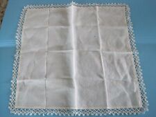 Wedding Handkerchief w/ Flower Tatted or Embroidered Edge Antique  picture