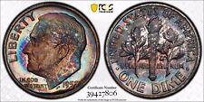 1957-P Roosevelt Dime PCGS PR66 Beautiful Blue Red Yellow Rainbow Toned picture