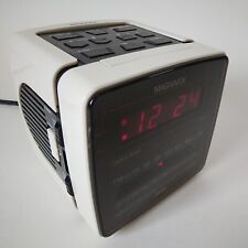 Magnavox D3110/37 White Cube Radio Alarm Clock-1985-AM/FM-Red LED-Tested Works picture