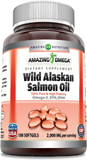 Amazing Omega Wild Alaskan Salmon Oil 2000Mg per Serving 180 Softgels Supplement picture