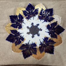 RARE Meissen Porcelain Cobalt Blue Gold White 1800s Maple Leaf Plate 11.5 in picture