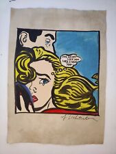 Roy Lichtenstein Painting Drawing Vintage Sketch Paper Signed Stamped picture