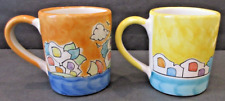 VINTAGE Set of 2 Daedalus Vietri Handmade & Painted Pottery Mugs -Made In Italy picture