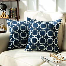 2 Pack  Jacquard Geometric Decorative Throw Pillow Navy Blue 18