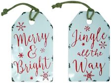Distressed Painted Metal Christmas Saying Hanging Gift Tag Sign, 12 Inch picture
