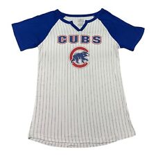 MLB Chicago Cubs Girls Pinstripe White Team V-Neck Jersey, XL (14/16) picture