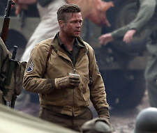 Fury Brad Pitt Tanker WW2 Khaki Color Cotton Bomber Jacket picture