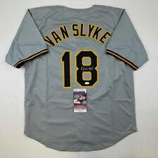 Autographed/Signed Andy Van Slyke Pittsburgh Grey Baseball Jersey JSA COA picture