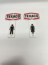 TEXACO RESTROOM VINTAGE STYLE PORCELAIN MENS WOMENS SIGNS SET OF TWO picture