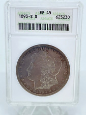 RARE----1893-S ANACS EF 45 Morgan Silver Dollar picture