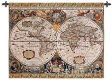 Antique Map Tapestry Wall Hanging Jacquard Weave Gobelin Medieval 100% Cotton picture