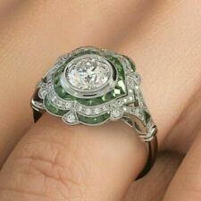 3.65Ct Lab Created Round Diamond 14k White Gold Art Deco Vintage Engagement Ring picture