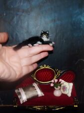 Tuxedo Cat Artisan miniature OOAK 1:12 dollhouse realistic handsculpted handmade picture
