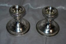 PAIR(2) VTG. EMPIRE42 Sterling Weighted Braided Top Bottom Candle Holders 2 3/4